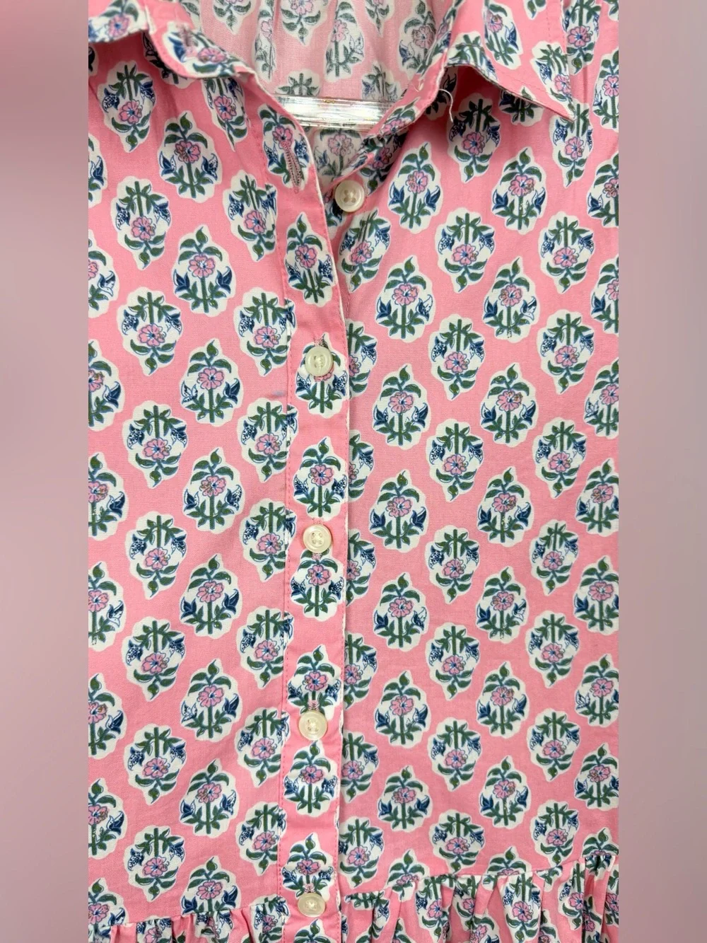 J. Crew NWOT Floral Long-Sleeve Button-Down Collared Cotton Mini Dress Size 0